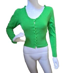 Urban Outfitters Bright Green Ruffled Cardigan